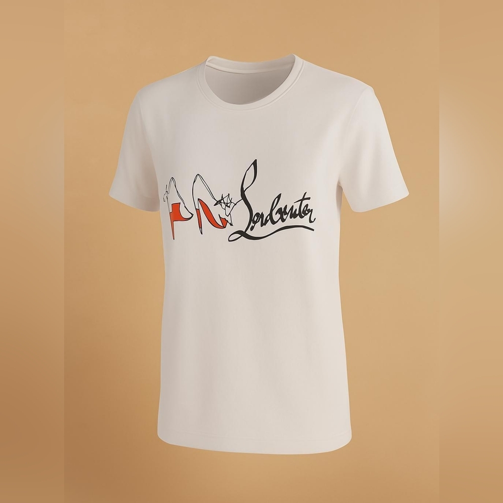 Christian Louboutin white logo print on t-shirt.Not Louboutin brand just…